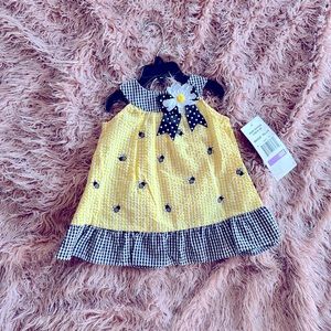 Rare Editions Bumble Bee Dress with Diaper Cover